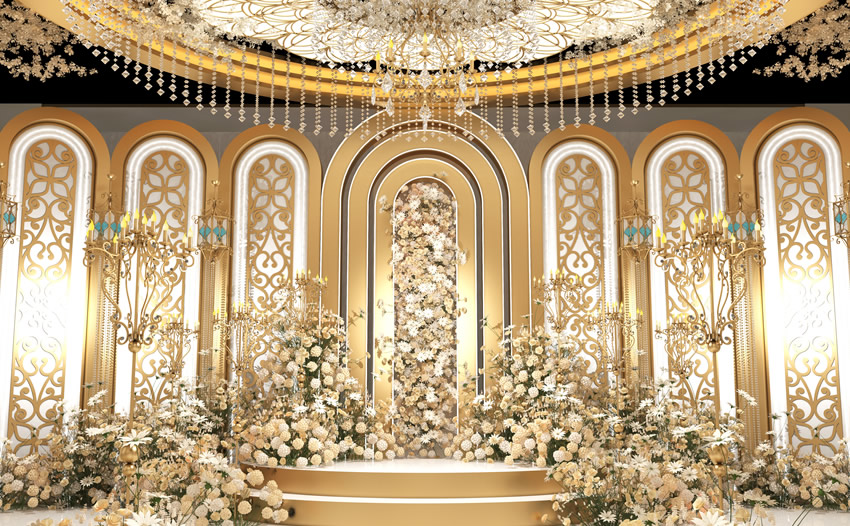 安康香槟色调婚礼堂效果展示